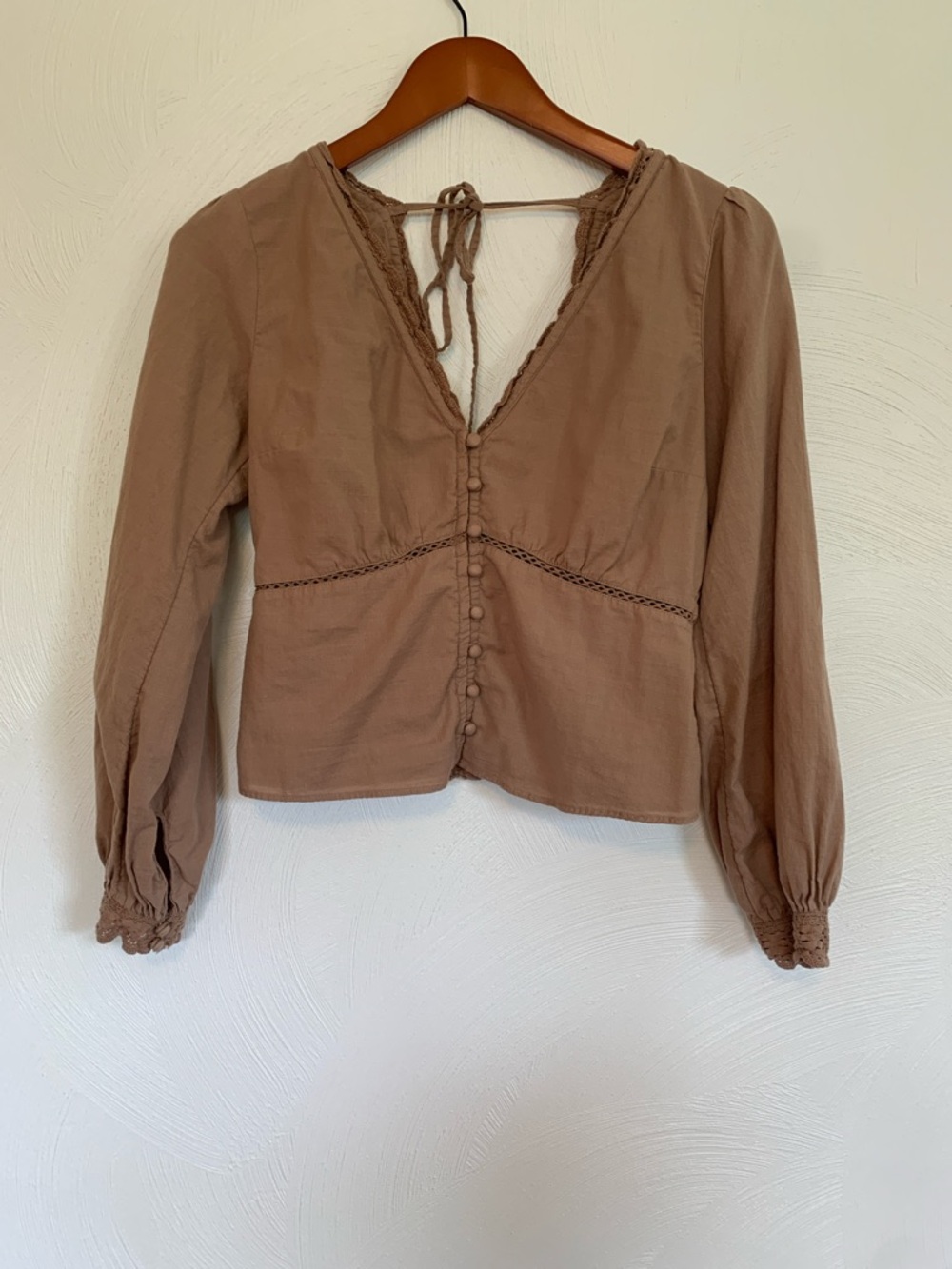 Abercrombie & Fitch Brown Long Sleeve V-Neck Top